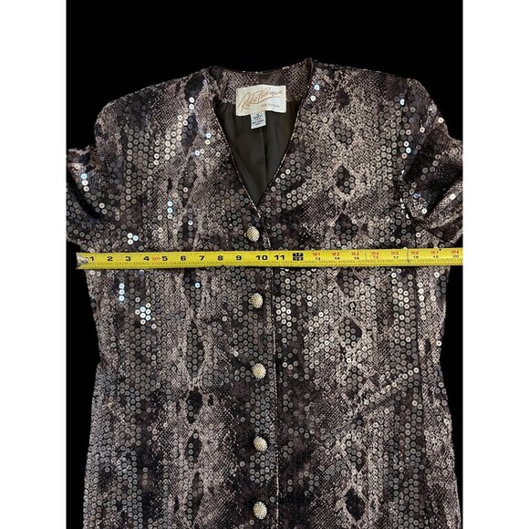 Rickie Freeman Sequin Jacket Brown 10 Snake Print Made in USA Elegant - Picture 6 of 9